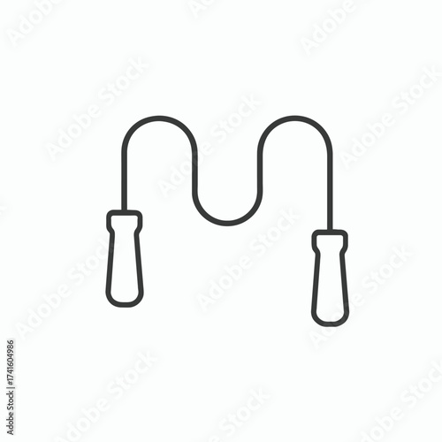 Simple outline icon of a jump rope with handles for fitness and exercise