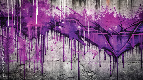 Street Art Purple Spray Paint Graffiti Dripping Wall Texture Background