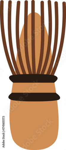 Bamboo matcha whisk flat vector illustration