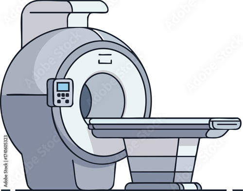 Magnetic Resonance Imaging Machine Medical Equipment Vector Illustration of Hospital Scanner Device 