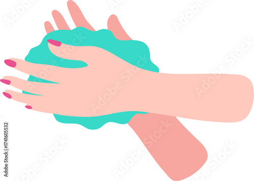 Washing hands with soap and water for hygiene