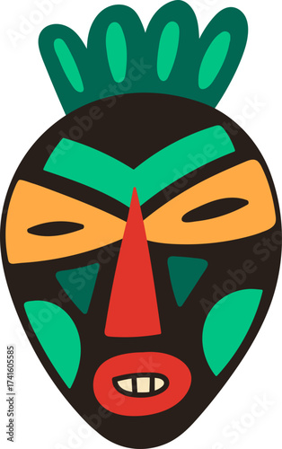 Tribal African mask celebrating ethnic traditions and culture