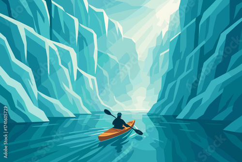 Exploring a serene canyon while kayaking through turquoise waters under a clear sky