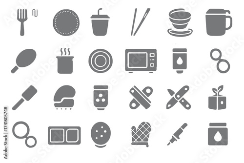 Kitchen tools and utensils displayed in a simple design for cooking enthusiasts and home chefs