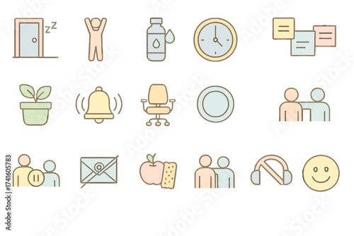 Simplifying daily tasks with icons for better organization and productivity in a workspace setting