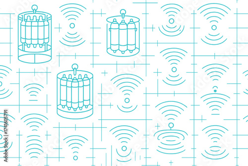 Pattern of wireless signals and connected devices in a modern design for technology enthusiasts and innovators