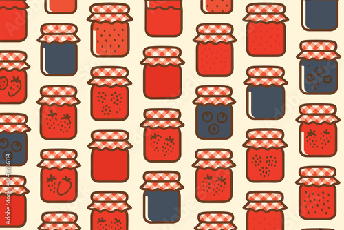 Colorful jars of homemade jam in various flavors arranged on a light background for a lively kitchen decor