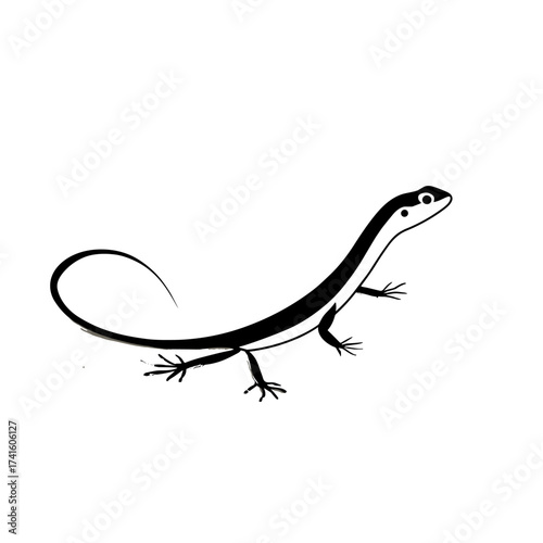 Skink. Skink simple black and white line art vector logo