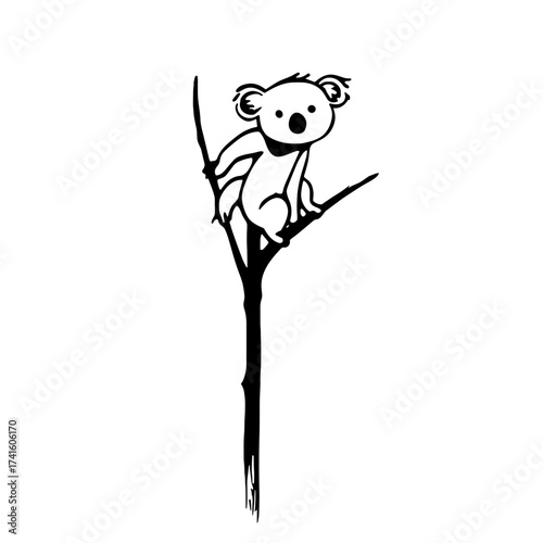 Tree Kangaroo. Tree Kangaroo simple black and white line art vector logo