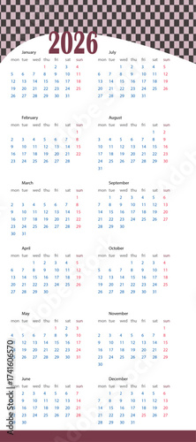 Modern 2026 calendar design with a clean and organized layout.Fully editable and print-ready,ideal for personal or corporate use.standard size 11*17inches for a clear and elegant look.