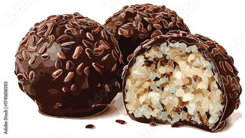 Delicious Chocolate Truffles Food Illustration Vector Icon for Confectionery Design