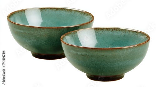 Elegant ceramic bowls featuring soft turquoise glaze ideal for dining or home decor