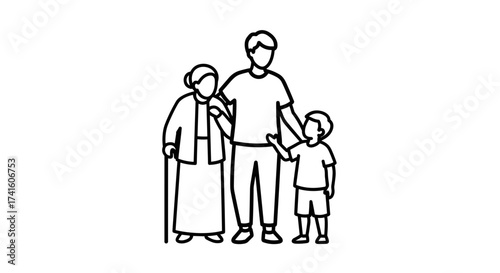 Heartwarming family portrait with multigenerational love, perfect for promoting family values and togetherness with a simple, clear message