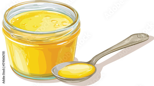 Clarified Butter Ghee Vector Dairy Food Design