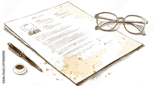 Professional Coffee Stained Resume Concept