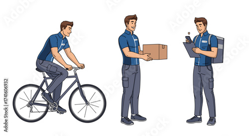 Efficient delivery service with cyclist, carrier box, and clipboard for reliable shipping solutions and fast package transport needs