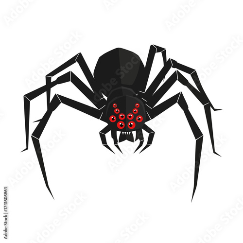 Black Spider with Red Eyes and Fangs.