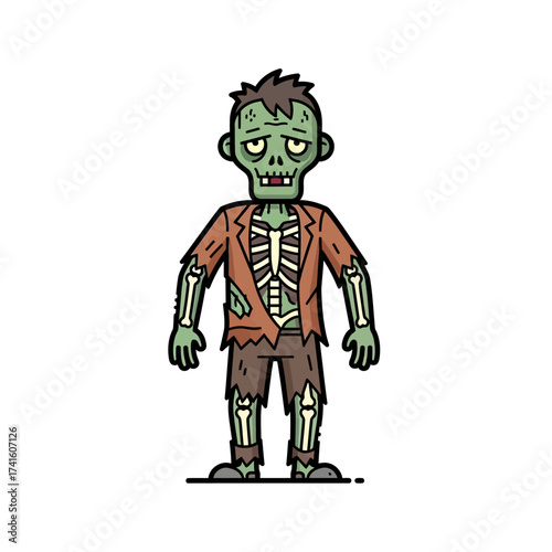 Cartoon Zombie Character Standing Upright.