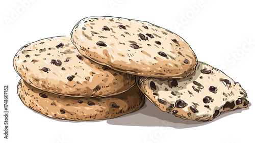 Delicious Cookies Food Vector Illustration with Outline in 3D Isometric Style