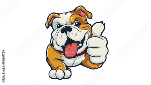 Adorable Cartoon Bulldog Puppy Showing Approval with Thumbs Up Gesture
