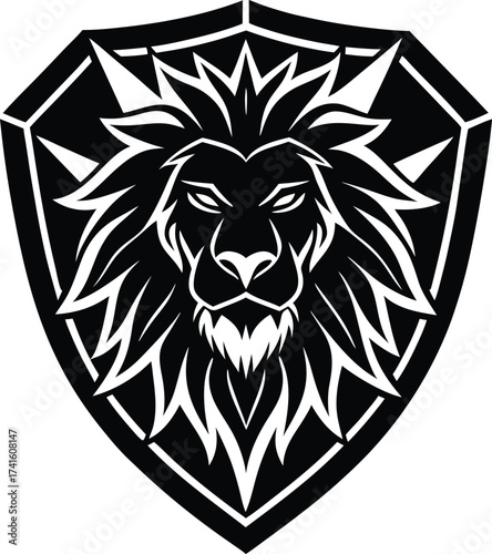 Lion Crest: The fierce and majestic lion, a symbol of courage and strength, is beautifully rendered in a bold and minimalist design, framed within a sturdy shield.