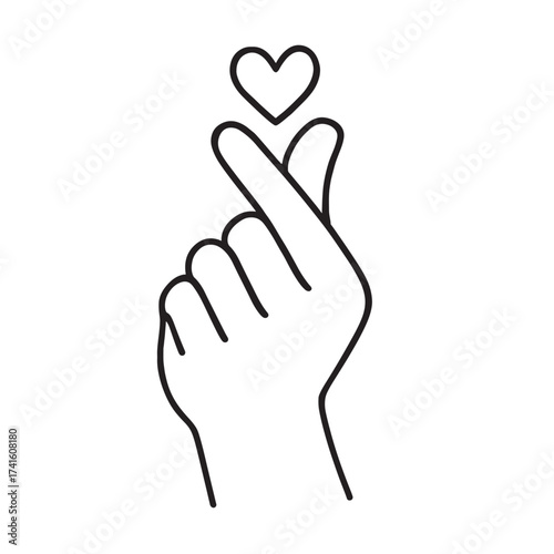Hand gesture forming a heart shape with fingers and a small heart above