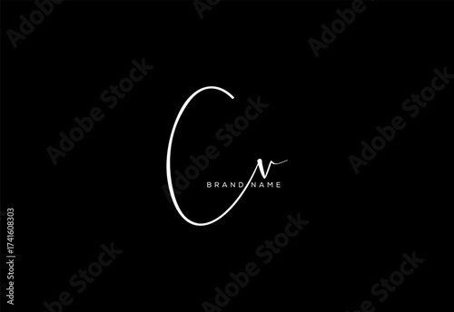 CV letter beauty cursive handwriting logo.