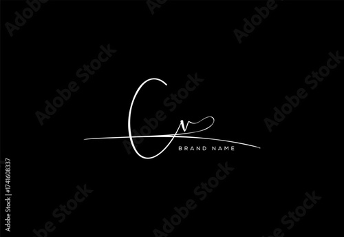 CV letter beauty cursive handwriting logo.