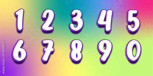 numbers art 3d numbers baby numbers purple