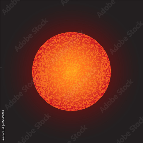 Sun Solar Surface Texture on Dark Sky Vector Illustration

