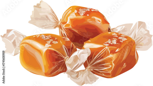 Detailed Sweet Food Vector Graphic with Toffees - High-Quality Image for Professional Use