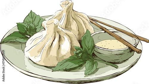 Delicious Dumplings Vector Graphic Design for Food Art - High Quality Image