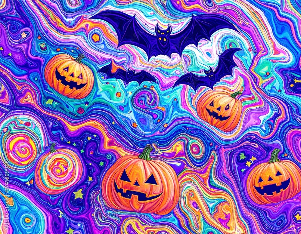 Fototapeta premium Generated image サイケデリックハロウィン