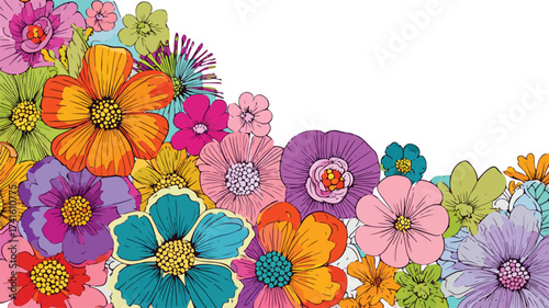 Vibrant Groovy Hippie Flower Power Floral Vector Design