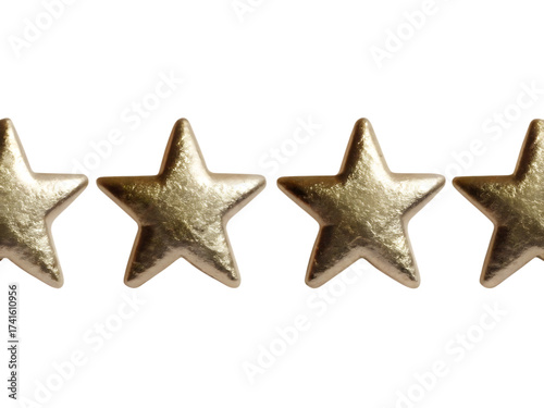 Gold star shaped stud earrings on isolated on a transparent background stars