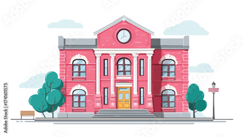 Language School Building with Language Decor Icon