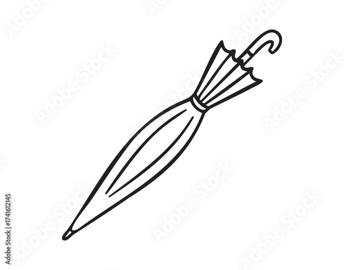 Closed umbrella classic gentleman accessory line art monochrome hand drawn