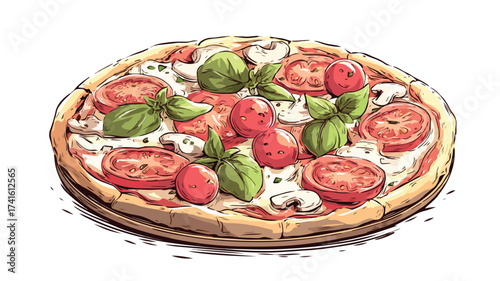 Gourmet Pizza Food Vector Illustration for Visual Design