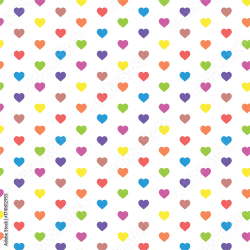 Colorful Heart Pattern Background with Stroked Mini Hearts for Love, Valentine, Cute Design