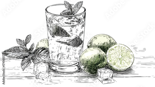 Refreshing Mojito Lime Juice Drink Vector Illustration for Creative Projects