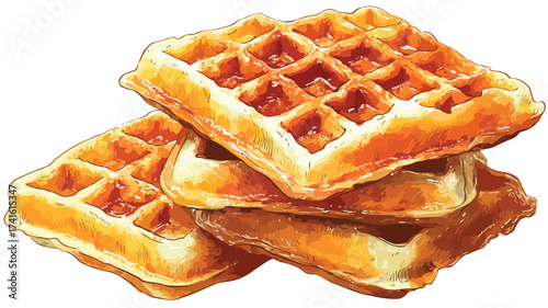 Delicious Waffles Food Vector Art Illustration for Culinary Graphics