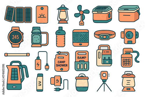 Camping and outdoor gear collection featuring essential items for adventure