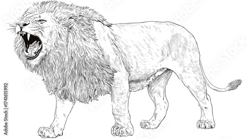 Majestic Lion Roaring Vector Illustration for Wildlife Designs