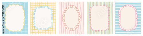 Christmas hand-drawn border frame set with vintage flair. Festive red, green, and pink vector backgrounds ideal for holiday marketing, invitations, greeting cards, posters, and seasonal projects