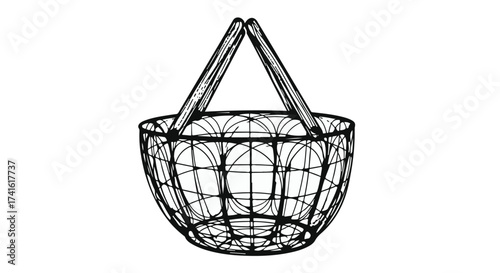 Handcrafted wire basket with a sturdy handle, perfect for storage or decor