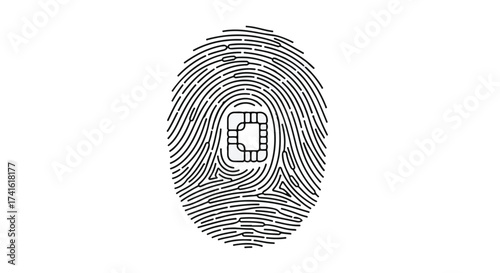Digital identity concept with fingerprint and microchip integration