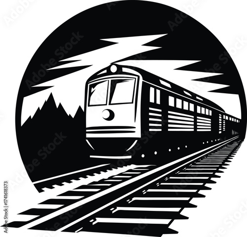Train on railway station platform