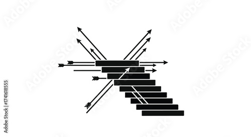 Abstract representation of data flow and connection with arrows