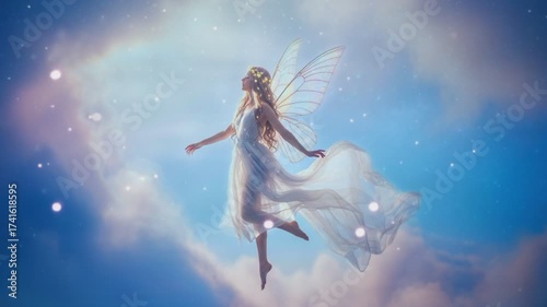 beautiful angel fairy with clouds