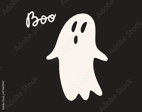 Cute ghost saying boo for spooky halloween decoration